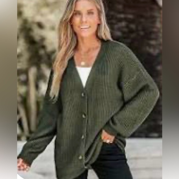 Cupshe NWT Olive Green Women's Oversized cardigan Sweater - Picture 1 of 8